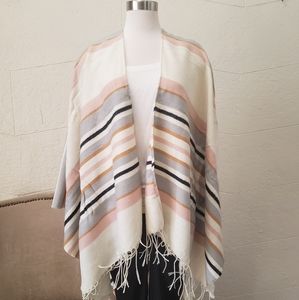 Creme Striped Poncho